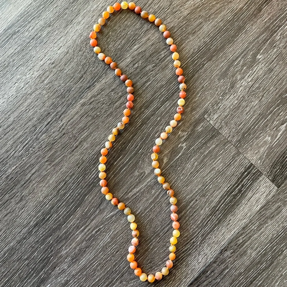 Orange Druzy Quartz Beaded Necklace - Picture 2 of 6